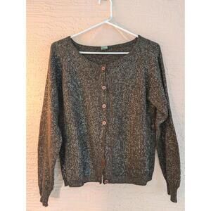 Vintage Italian Wool Cardigan Macor Italiana Roma Metallic Silver Lurex Knit...